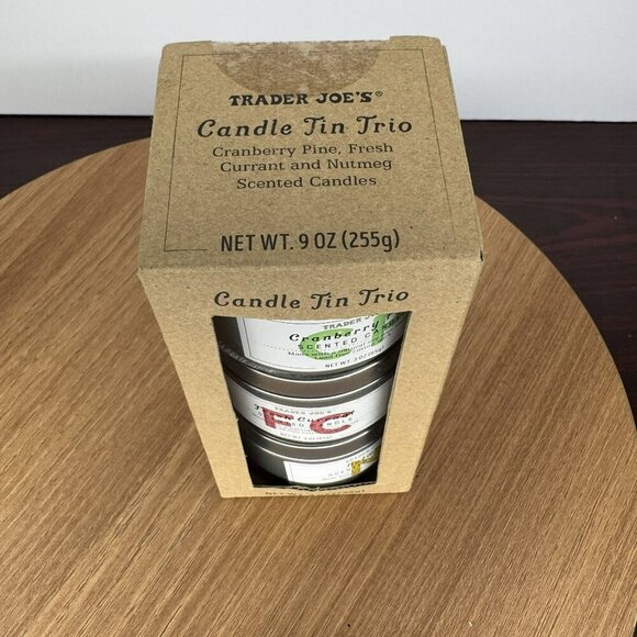 Trader Joes‎ Candle Tin Trio Cranberry Pine, Fresh Currant, Nutmeg New - Picture 2 of 4